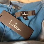 Lulus Satin Cowl Neck Dress Size XS Steel Blue NWT Photo 3