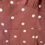 By Together  Brown and White Polka Dot Zip Back‎ Mini Dress with Puff Sleeves Photo 4