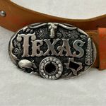 Vintage Y2K Texas Metal Jeweled Buckle W/ Brown Leather Studded Unisex 38” Belt Photo 1