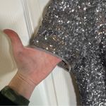 AQUA  Bloomingdale’s Sequin & Fringe Silver Pewter Short Sleeve Mini Dress Size 0 Photo 1