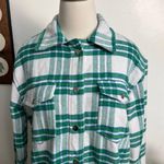 Joie Thick Flannel White Green Plaid Shirt Jacket Medium Photo 4