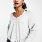 Bershka  polo collar detail oversized sweater in gray XS Photo 0