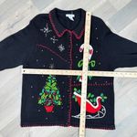 Vintage Ship N Shore‎ Sport Christmas Cardigan Embellished Ugly Sweater Black Size L Photo 8