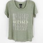 Joei & I Green Burnout Blessed Short Sleeve Graphic Tee Women's Size Medium Photo 0