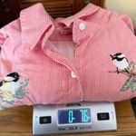 Vintage Gunit Chickadee Birds Button Down Shirt Wmns Sz Large Red White Stripe Photo 8