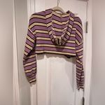 Kendall + Kylie Size XS Purple Stripe Full Zip Cotton Ribbed Knit Cropped Hoodie Photo 10