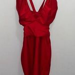 Solemio ruched v front halter mini dress red Photo 0