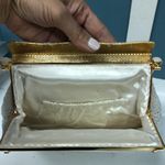 Vintage white pearl beaded bag with gold‎ accents 9” x 7” wrist bag Photo 6