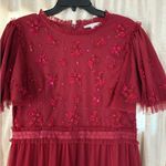 Ivy City Co Dark Red Anastasia Midi Dress Holiday Tulle Sequin Party Flutter XL Photo 2