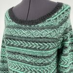 American Eagle AEO Wool Mohair Blend Stripe Geometric Mint Green Gray Sweater M Photo 2