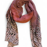 Women's Pink Leopard Print Scarf Fashion Elegant Photo 0