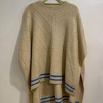 Free People Cream Harbour Stripe Cable knit Poncho Sweater Sz O/S NWT Photo 1