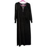 Joan Rivers  Black Velvet Zip-Front House Dress Small Petite Velvet Loungewear Photo 11