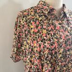 Nine West Pink and Green Puff Sleeve Button Down Blouse Photo 3