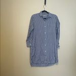 Everlane  The Cotton Shirt Dress‎ Size 2 Striped Blue White Photo 3