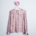 ZARA  Floral Pink Ruffle Long Sleeve Blouse Photo 5