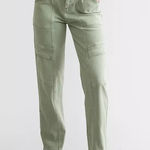 Mica Denim Women's 31 Sap Green Cargo Utility Cropped Straight Pants Stretch Photo 0