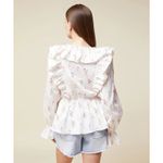 Rachel Parcell  Floral Ruffle Peplum Blouse V-Neck Long Sleeve Women's M Photo 1