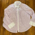 Derek Lam NWT $395  10 Crosby Wesley sequin stripe cotton button down shirt XL Photo 1