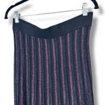 Nanette Lepore  Very Black Le Rouge Silver Sparkle Pleated Midi Knit Swing Skirt Photo 3