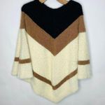Ann Taylor Fuzzy Cape Poncho Black Camel Cream M/L Photo 0