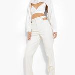 Boohoo NWT Tall High Rise White Cut Out Detail Premium Leather Look Trouser Photo 0