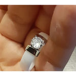 Boutique NEW 1Ct Solitaire Synthetic Diamond White‎ & Silver Ceramic Ring Size 8 Photo 8