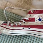 Converse  Red and White Striped High-Tops
Size 7M/9W Photo 1