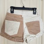PacSun Mom Shorts Two-tone Color Block Cuffed Jean Women's 28 Beige Photo 5