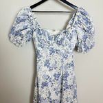 House Of CB  Felizia Puff Sleeve Sundress in Blue Print Size X-Small Plus Cup Photo 5