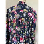 J.Crew  Navy Blue Tropical Floral Tie Neck Long Sleeve Dress Photo 7