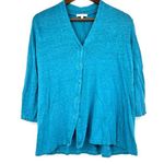 Habitat 100% Linen Knit Cardigan Sweater in Blue Green #29426 Size small Photo 0