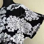 Cato Floral Drama Ruffle Hem Tunic Large Black White Blouse Modest Chic Career Photo 8