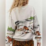 Daydreamer NWT  Free People Collab Running Horses Oversized  Crew In Morning Fog Photo 1
