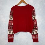 Born Famous Red Reindeer Christmas Holiday Sweater Cropped Cabin Crewneck XXL Photo 8