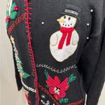 Vintage Victoria Jones Black Holiday Christmas Embroidered Cardigan Sweater Photo 5