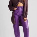 AGOLDE Women's Jam Purple Leather 90s Pinch Waist Pants Skinny Leg Pant Size 28 Photo 2