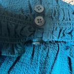 Max Studio NWOT   M Blue Ruffle High Neck Blouse Smocked Cuff Balloon Sleeve Top Photo 7