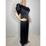 American Vintage 1980s Black Satin Evening Gown with Ivory Statement Bow unbranded small- medium Photo 5