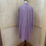 Mango Poplin Cotton Geometric Print Long Shirt Purple Pink tie front Sz US 14 Photo 7