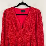 The Kooples Red Velvet Animal Print V-neck Button Up Long Sleeve Dress Size 2 Photo 2
