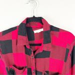 BEACH LUNCH LOUNGE Black & Red Checkered Belted Front Button Shirt Dress Small Photo 6
