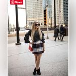 Reformation  Houndstooth Mini Skirt Size 12 Neutral Plaid Photo 10