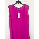 Eileen Fisher Sheer Silk Georgette Boat Neck Sleeveless Midi Dress Sangria M NWT Photo 6
