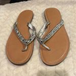 Loft Ann Taylor  Silver Jeweled Flip Flops Photo 0