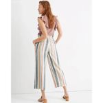 Madewell  Tie-Waist Huston Pull-On Crop Pants Size Small in Stripe Linen Blend Photo 1