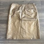 Margaret Godfrey Womens Gold Leather Skirt Size 12 Front Tie Raw Hem Lined EUC Photo 5