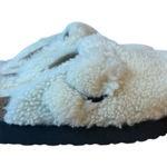 Birkenstock  Teddy Eggshell Boston Big Buckle Flex Platform Slides Photo 0