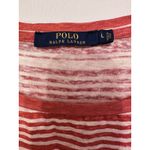 Ralph Lauren Polo Red Cream Stripe Linen 3/4 Sleeve Boat Neck Shirt Size Large Photo 3