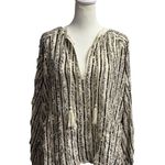Sézane Sezane Bonny Sequin Long Sleeve Pullover Blouse Top Tassels Cream Ecru 38 Photo 4